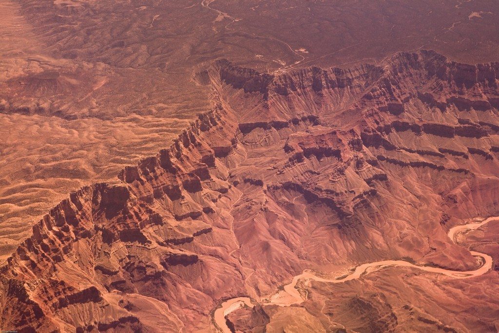 The impressive contours and formations of the Grand Canyon and Colorado River.
