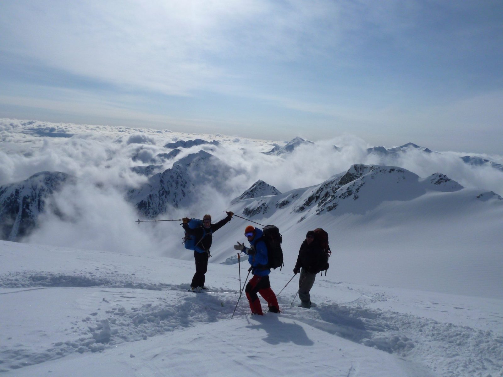 Touring above the clouds with Extremely Canadian Backcountry Tours.