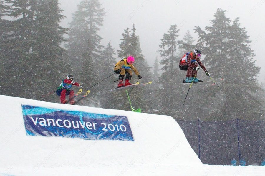Women's Ski-Cross Big Final at the 2010 Olympic Winter Games at Cypress Mountain, BC Canada with Ashleigh McIvor, Hedda Bernsten, Marion Josserand.