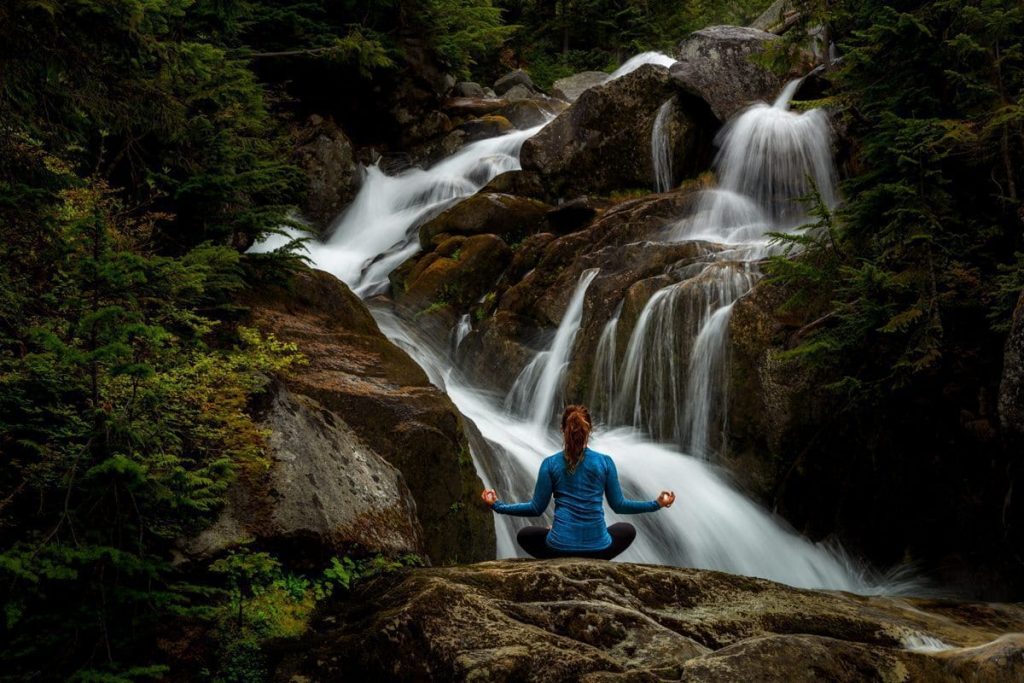 Meditate by a waterfall along the Sky Walk trail.
