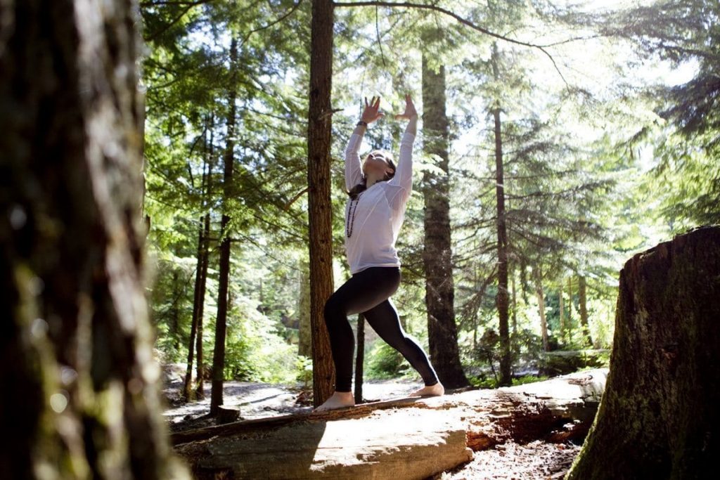 Your perfect Whistler outdoor yoga experience could be among the tress in Rebagliati park.