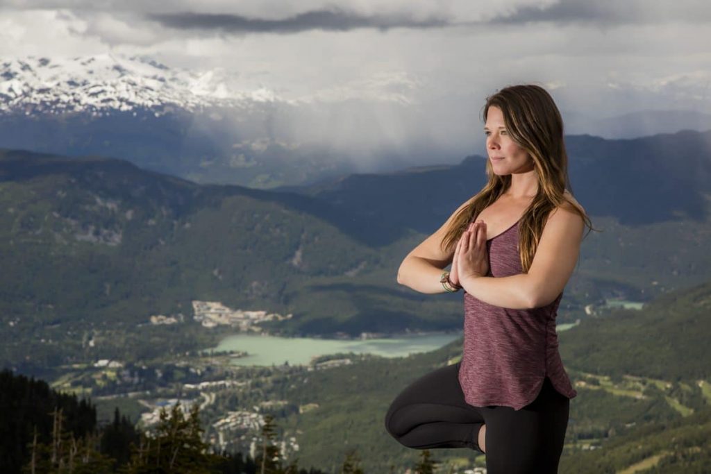 A pose with a view: Doing yoga on Whistler mountain.