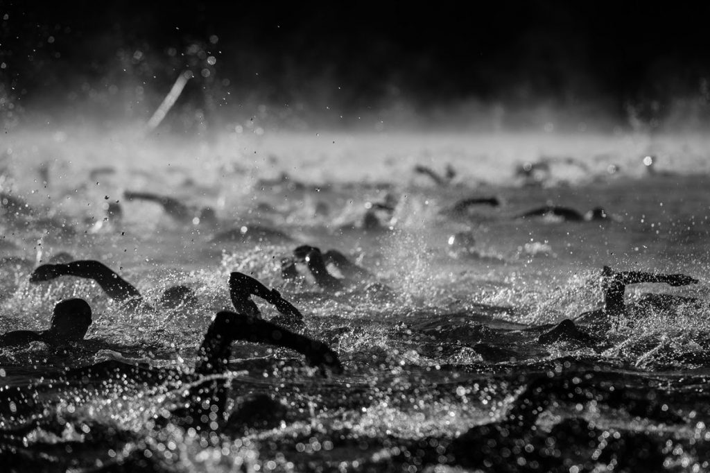 Competitors swimming during the Ironman Whistler.