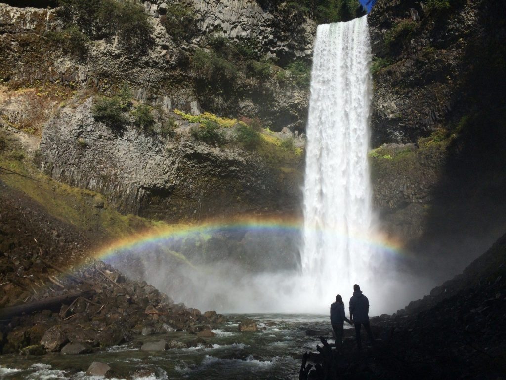 A rainbow at the bottom of Brandywine Falls.