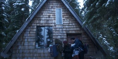Exploring a touring hut in the Whistler backcountry.