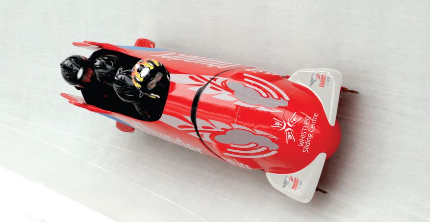 Thunder On Ice: A bobsleigh racing down the Whistler Sliding Centre.