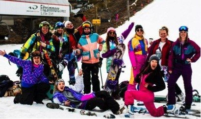 Girls fancy dress ski day on Whistler Blackcomb