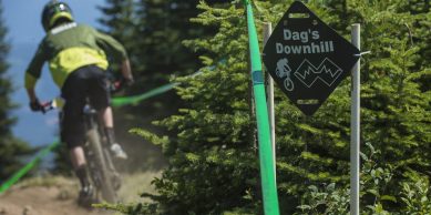 A biker riding Dag's Downhill trail at Silver Star© Clayton Racicot Photography (CRP)