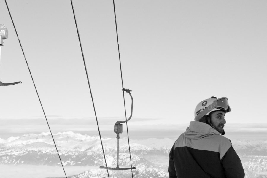 Guy Fattal eyes a perfect shot from the top of Blackcomb.