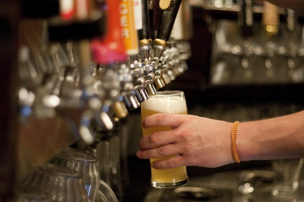 Beer taps at the Dubh Linn Gate Irish Pub.