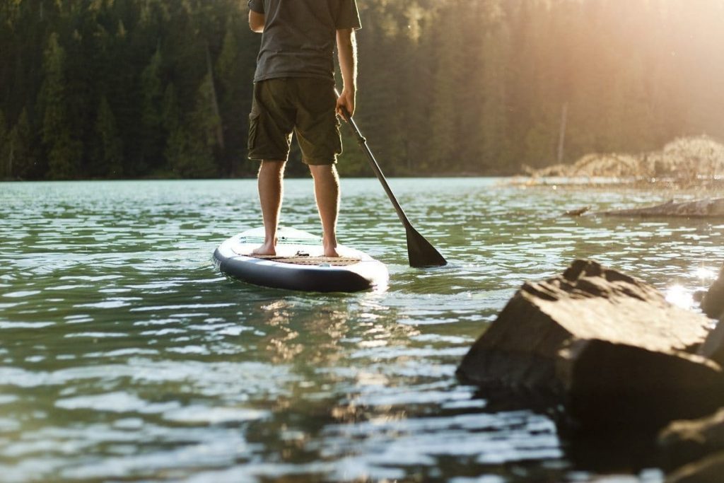 Stand up paddle boarding on Cheakamus Lake. Image: Abby Cooper