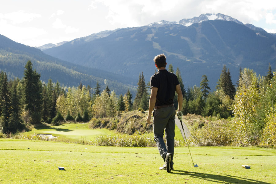 A player on the Fairmont Chateau Whistler golf course.