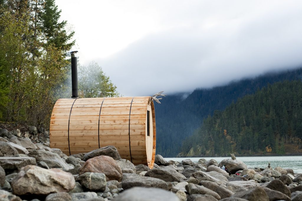 The finished DIY outdoor sauna in Whistler.
