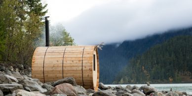 The finished DIY outdoor sauna in Whistler.