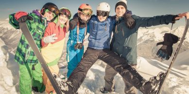 A group of skiers enjoying their Whistler family vacation.