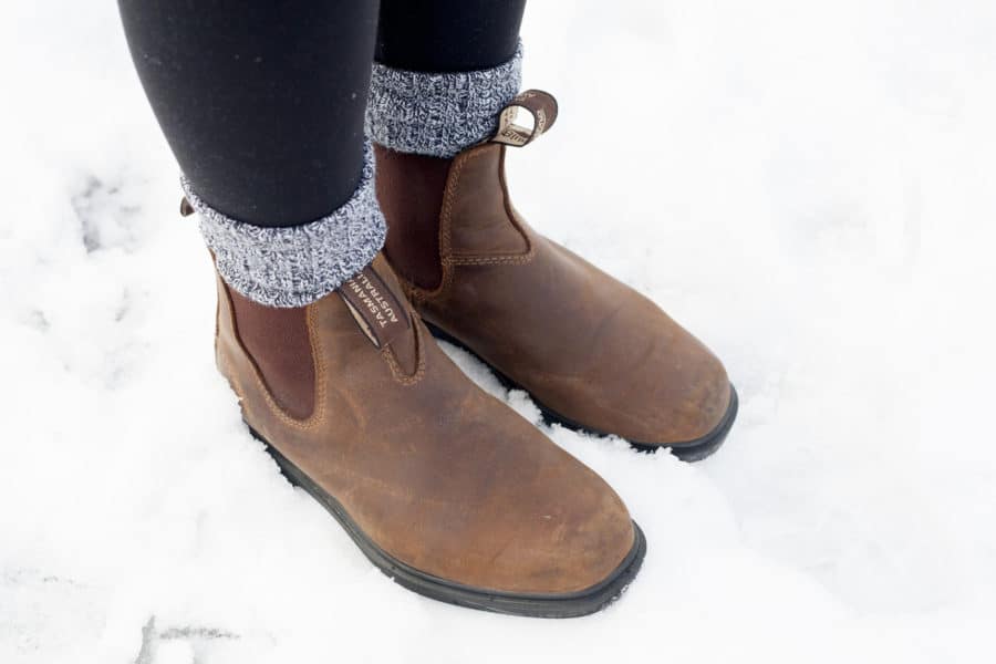 Blundstone boots are a practical choice for Whistler winter conditions.